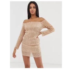 Club L London off-the-shoulder long sleeve dress
